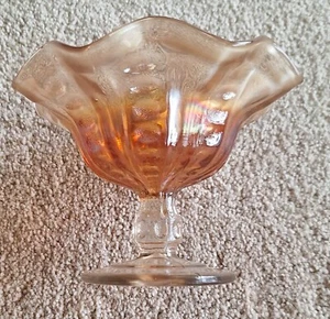 Vintage Carnival Glass Dugan Coin Spot Marigold Footed Candy Dish - Picture 1 of 14