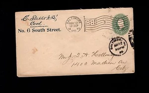 BALTIMORE E Stabler Jr COAL 1899 Flag Cancel #3 Cover 9r - Picture 1 of 2
