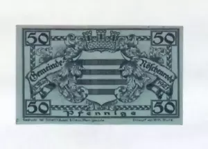 Billete de banco 1921 Alemania WESCHENROE 50 fennig / dinero de emergencia - Imagen 1 de 2