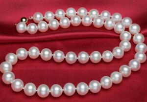 Genuine Natural 9-10mm White Akoya Freshwater Pearl Beads Necklaces 18" / 36"