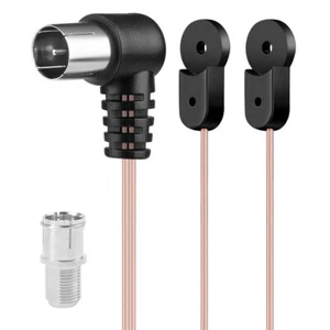 FM Indoor T Antenna 75 Ohm Radio Dipole HD Aerial F Type Male Plug Wire Cable 5 - Picture 1 of 9