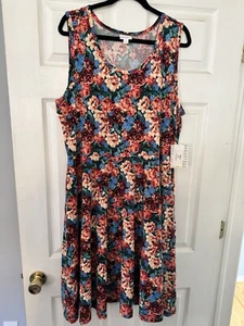 NWT LuLaRoe Nicki Sleeveless Pocket Dress Floral ~ 3XL - Picture 1 of 4