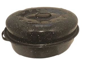 Enamelware Black Large Size Roasting Pan & Lid Turkey Chicken Thanksgiving Roast - Picture 1 of 3