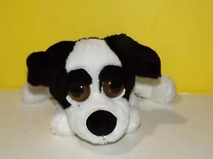 10" Russ Berrie Lil Peepers Winston Black White Puppy Dog Bean Plush Soft Toy - Picture 1 of 3