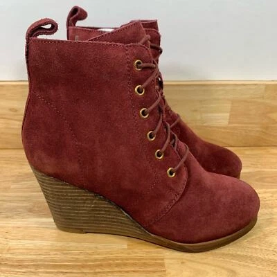 NEW Diba 6 Burgundy Blake Suede Bootie Red Lace Heel Boots - Image 1 of 4