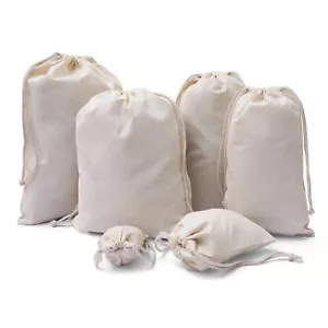 Biglotbags - 12 x 20 Inches Premium 100% Cotton Double Drawstring Muslin Bags - Picture 1 of 8