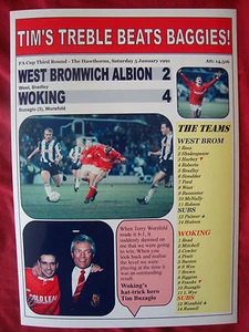 West Bromwich Albion 2 Woking 4 - FA Cup 1991 - stampa ricordo - Foto 1 di 1