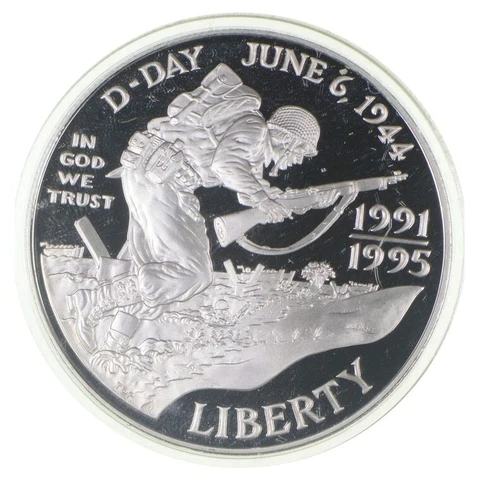 Proof 1993 World War 2 WWII D-Day Silver - US Commemorative 90% Silver Dollar Cover