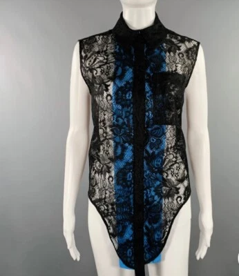 Blusa BALENCIAGA Paris Negra Encaje Sin Mangas Abotonada Talla IT40/M $970 Foto 1 de 4