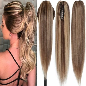 Thick Pony Tail Hair Extensions Claw Clip In 100% REAL Human Hair Wrap Ponytail - Picture 1 of 30