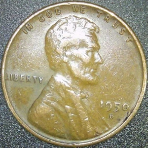 1950 D Wheat Cent "retained Cud, Cracked Die" - Bild 1 von 5