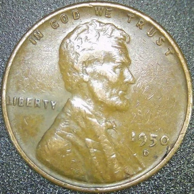 1950 D Wheat Cent “retained Cud , Cracked Die ” - Image 1 of 4