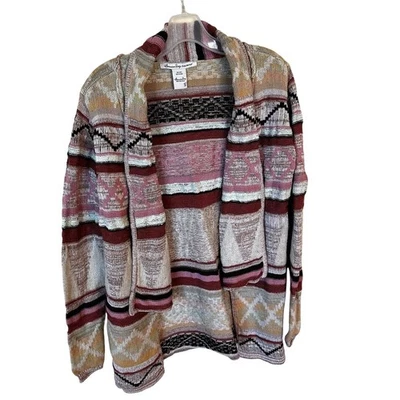 Suéter cárdigan American Rag para mujer talla pequeña rosa y marrón Foto 1 de 4