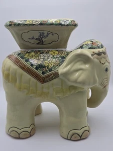 Vintage 16" Keramik Elefant Garten Hocker Hof Bank Pflanzenständer Asiatische Blumen... - Bild 1 von 5