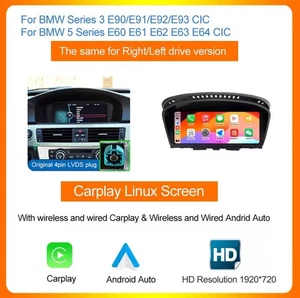 Autoradio BMW Serie 3/5 E60 E61 E62 E63 E90 E91 E92 E93 CarPlay 2009-2012 BT RDS - Imagen 1 de 10
