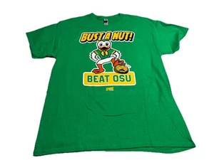 Bust A Nut (Anti-OSU) T-Shirt for Oregon College Fans Size L Green - Picture 1 of 4
