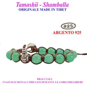 Tamashii Tamashi Shamballa Bracciale Tibetano Argento 925 Giada Verde Lago - Foto 1 di 8