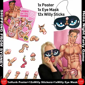 Pin Stick The Junk On The Hunk Adult Game Hens Night Party Dick Willy Bacheloret - Picture 1 of 10