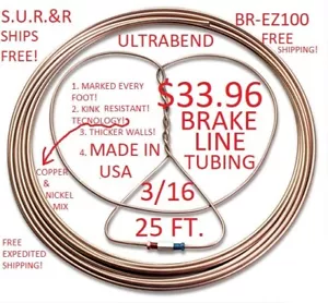 Tubo de línea de freno 3/16" Ultra Bend 25' S.U.R.&R Corte BR-EZ100 - Imagen 1 de 8