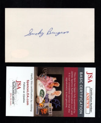 SMOKY BURGESS HOF Signed Autograph Auto Reds Signature 3x5" Cut JSA 💎 COA - Image 1 of 2