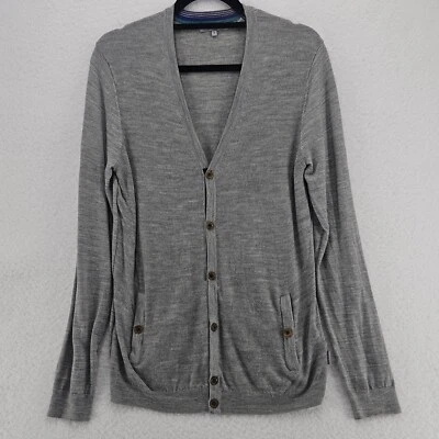 Ted Baker Cárdigan Suéter Para Hombres 4 Gris Tejido Lana Ligero Manga Larga Bolsillos Foto 1 de 4