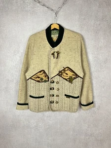Chaqueta de lana vintage austriaca Beingjak Tirol Edelweiss apliques de montaña talla 48 - Imagen 1 de 17