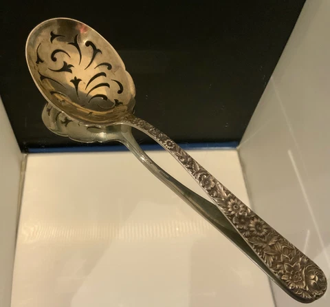 KIRK ~ REPOUSSE~ STERLING ICE SERVING SPOON ~ 8 3/8" Cover