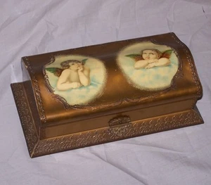 Victorian Antique Celluloid Dresser Box with Cupids - Picture 1 of 6
