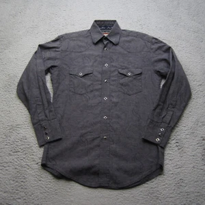 Camicia George Strait Wrangler uomo L grigia trovatore perla snap cowboy western - Foto 1 di 11
