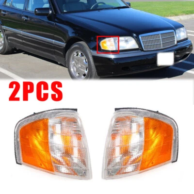 Pair For Mercedes Benz C Class W202 1994-2000 Turn Signal Corner Light Headlight - Image 1 of 4