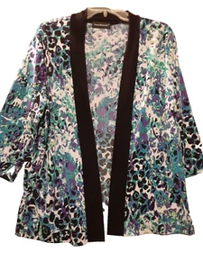 Travel Elements Multi-Colored 3/4 Sleeve Open Stretch Cardigan sz M - Picture 1 of 2