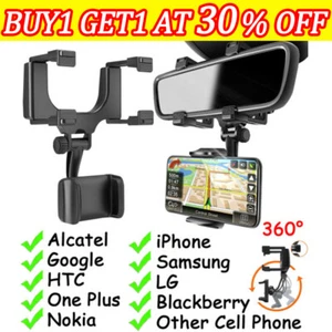 Car Phone Mount 360°Rotatable and Retractable Holder Rearview Mirror AU 2022 - Picture 1 of 9