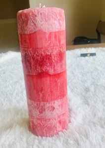 Hand Poured Unique Artisan Pillar Candle Unscented Red Marble 125 Hour Burn Time - Picture 1 of 8