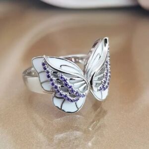 Simple Silver Plated Hollow Butterfly Rings Animal For Women Party Jewerlry Gift