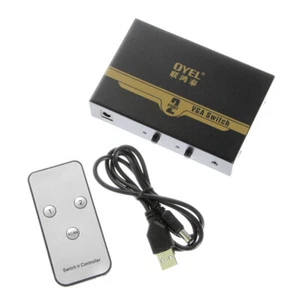 VGA SVGA Monitor Sharing Switch Box 2 Port 2 In 1 Out LCD PC TV W/Remote Control - Picture 1 of 5