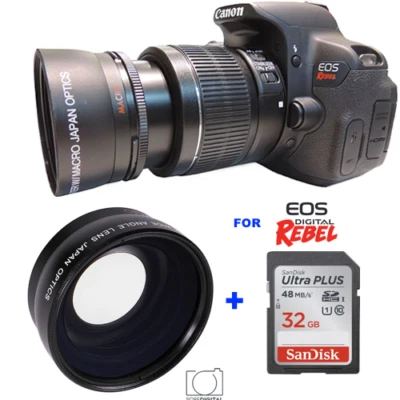 VIVITAR/XIT FOR CANON EOS REBEL WIDE ANGLE + 32GB SD LENS FOR Canon Rebel EOS XTI 1200D T3 T3I T4 T5 T6 7D 6D