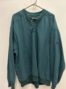 VTG 90's Nike Golf Windbreaker Jacket Mens XXL Black 1/4 Button Pullover Green - Picture 1 of 8
