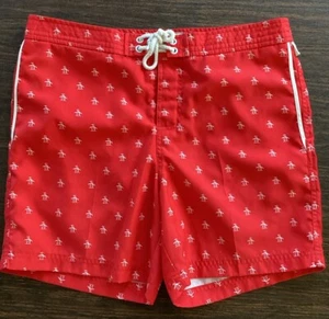 Pantalón Corto de Natación PENGUIN Hombre Rojo Micro Pingüino Logo Patrón 31w (EU 47) ¿Nuevo? - Imagen 1 de 9