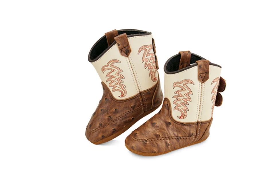 Botas de Vaquero Old West Marrón/Tostado Infantil Niños Imitación Cuero Poppets Foto 1 de 2