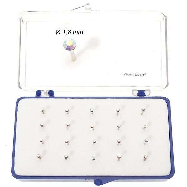 1 Orecchini Piercing Naso Nasini Micro Argento 925 cristallo Boreale 1,8 mm - Immagine 1 di 1