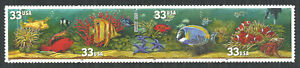 Scott 3320b, the 33 cent Aquarium Fish Stamp from 1999 - Mint strip of 4