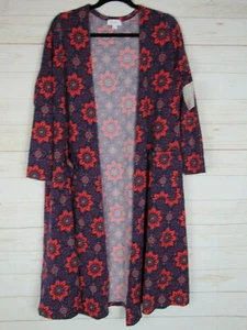Cárdigan para mujer Lularoe Sarah azul oscuro con rojo floral talla M nuevo con etiquetas - Imagen 1 de 3