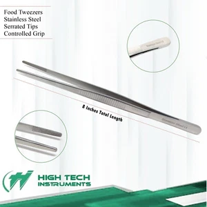 Stainless Steel Cooking Tweezer Long Food Tongs BBQ Kitchen Chef DIY Tool 8" - Picture 1 of 3