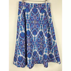Eva Mendes New York & Company Skirt Womens 4 Blue Gray Paisley Stretch Zip New - Picture 1 of 8