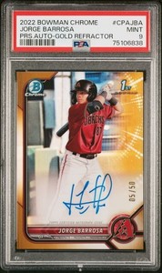 2022 Bowman Chrome - JORGE BARROSA - 1st Bowman Auto Gold /50 PSA 9