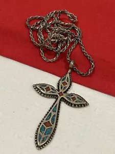 Ciondolo e Collana Croce Turchese Argento Sterling 925 Argento Sterling 925 Turchese - Foto 1 di 20