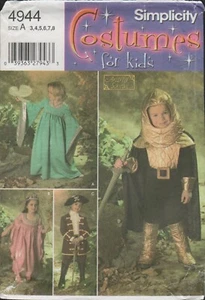 Simplicity 4944 Knight Princess Pirate Wizard Costume Pattern Childrens Size 3-8 - Picture 1 of 5