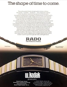 Reloj Rado Diastar Anatom 1986 foto "Shape of Time to Come" anuncio impreso vintage - Imagen 1 de 1