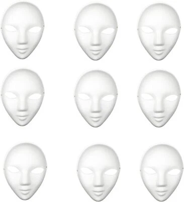 DIY Blank Masks,9Pcs White Paper Masks Blank Face Masks, Blank Paintable Mask - Image 1 of 4