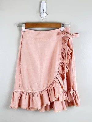 Pilcro Anthropologie Nettie Ruffled Wrap Mini Skirt Women’s Pink Coral XS - Image 1 of 4